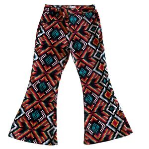 Ranch Dress'n Bell Bottom Jeans Womens Size 10 Southwestern Geometric Retro